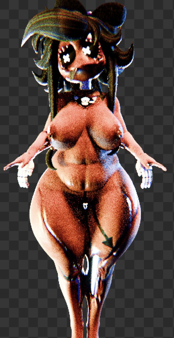 1girls, 3d, big breasts, big thighs, checkered background, coolbeanoishere, cyn (murder drones), cyntessa (murder drones), female, female only, murder drones, nude, nude female, solo, solo female, tagme
