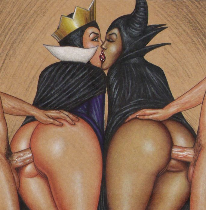 2boys, 2girls, anal, ass, big ass, bisexual, bisexual female, cape, clothed female nude male, crossover, crown, disney, disney villains, edithemad, female, horn, kissing, large ass, male, maleficent, multiple females, multiple girls, partial male, penis, pussy, sleeping beauty (1959 film), snow white and the seven dwarfs (1937 film), the evil queen, vulva
