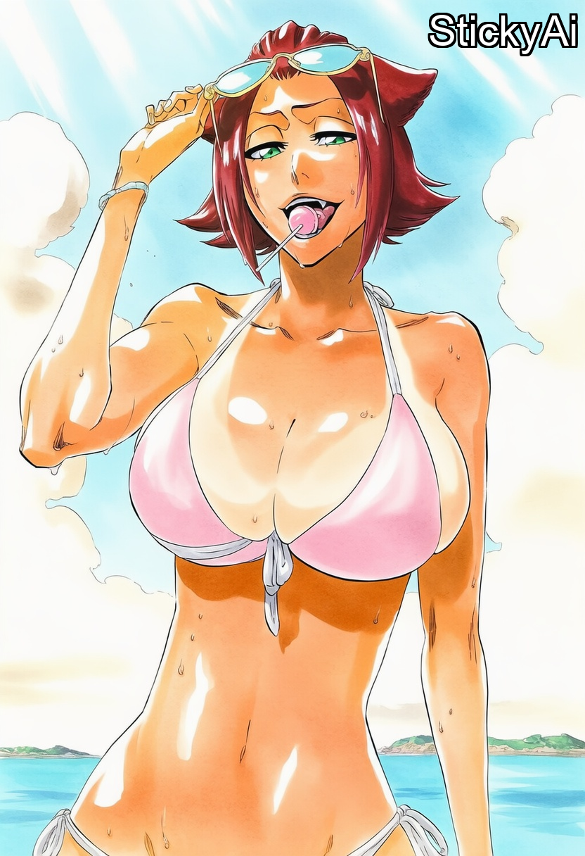 1girls, accurate art style, ai generated, anime coloring, bleach, bleach: the thousand-year blood war, female, female only, haineko, manga style, mature, mature female, pinup, seductive, seductive look, sexy, sexy body, simple background, solo, solo female, solo focus, stickyai, watercolor