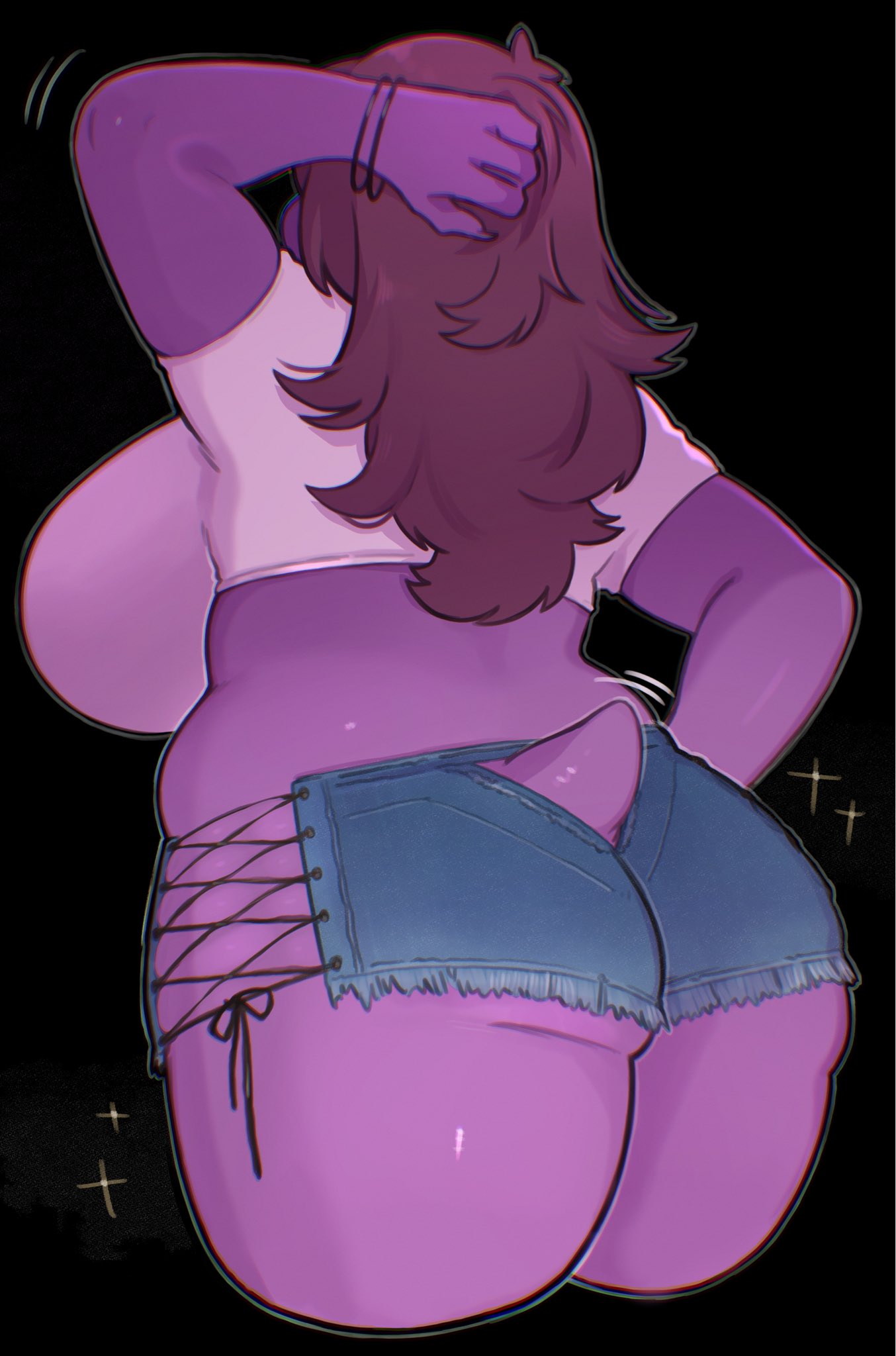 big ass, big breasts, breasts, bubble butt, cleavage, deltarune, female, huge ass, huge breasts, susie (deltarune), tagme, thick thighs, underchikichan, wide hips