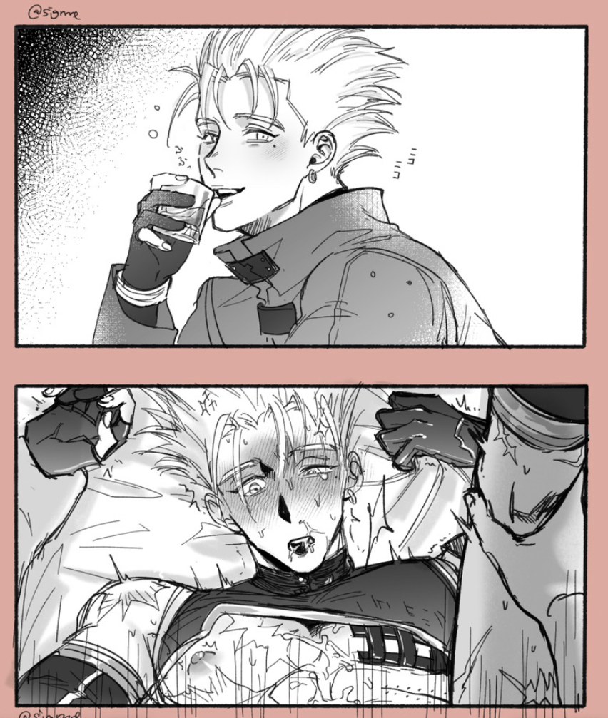 blush, crying, gay, male, male only, moaning, nipples, scars, spread legs, sweat, sweatdrop, trigun, trigun stampede, vash the stampede, yaoi