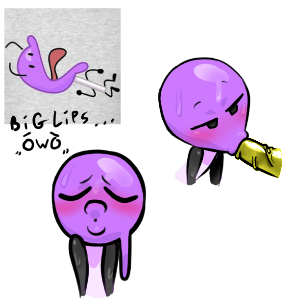 :>= battle_for_dream_island big_lips blowjob blush blushing fellatio interspecies loe-h lollipop_(bfdi) object_shows oral oral_penetration oral_sex puffy_lips reference_image sex sucking_off sweat sweating x_(bfb)