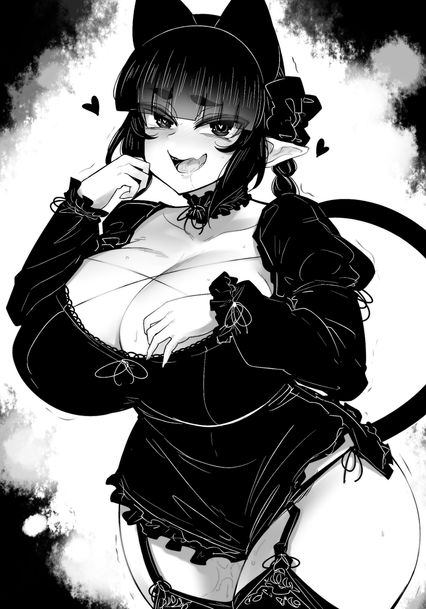 big_breasts blush breasts cat_ears choker garter_straps ginku_mh lingerie open_mouth pointy_ears rin_kaenbyou smile stockings tail touhou