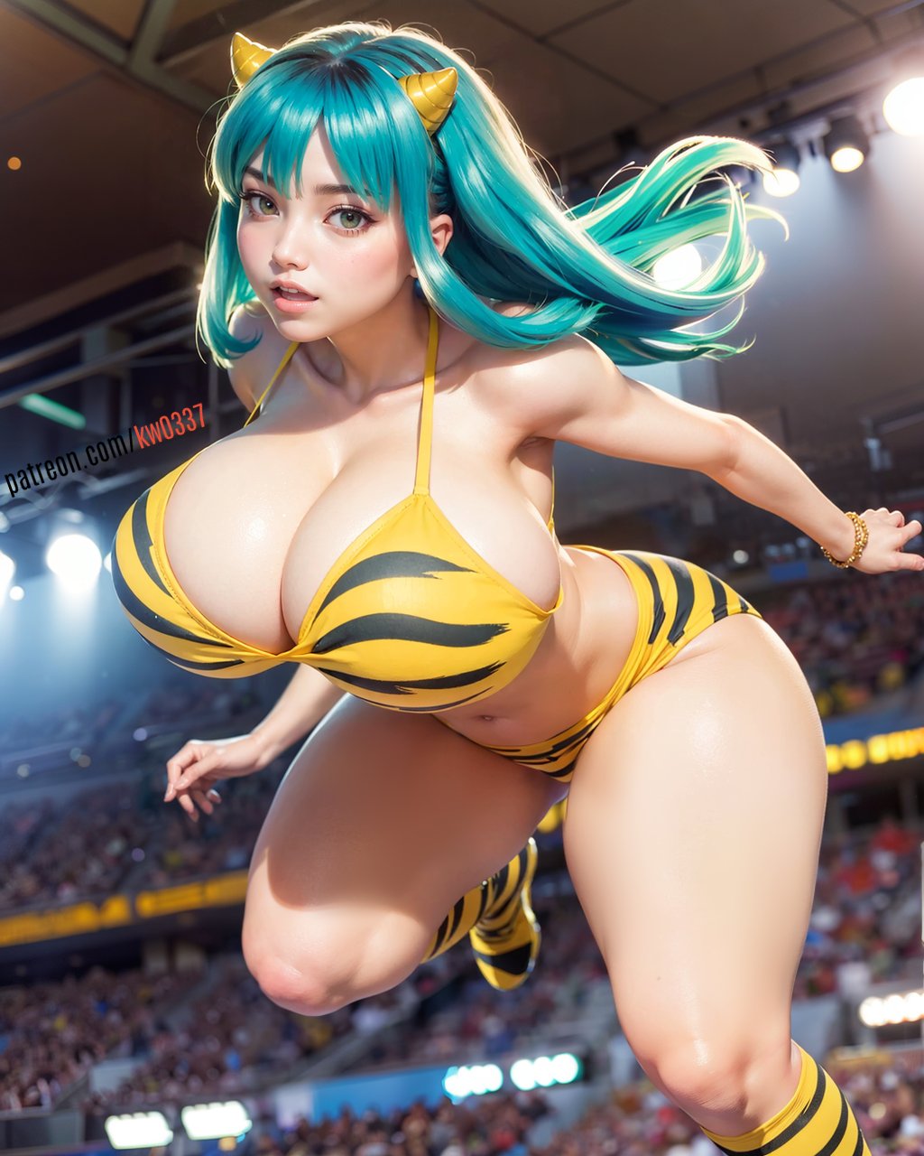 1girls, ai generated, big breasts, breasts, female, kw0337, lum, urusei yatsura