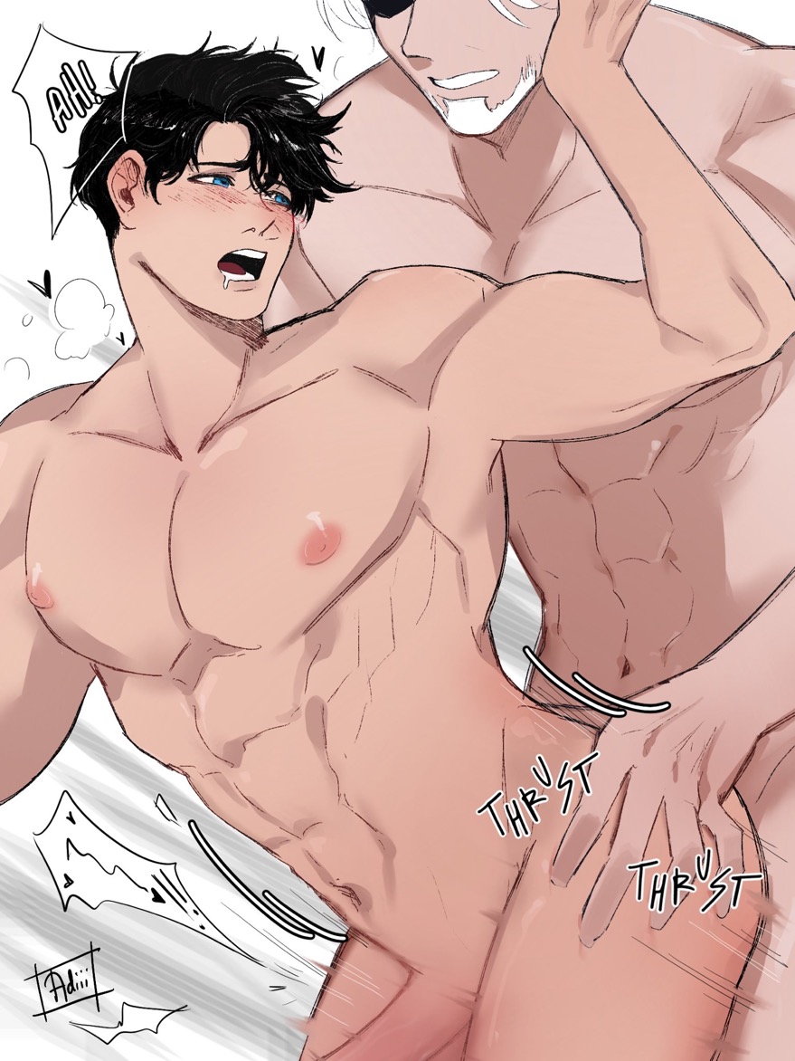 adiii, anal, anal sex, arched back, dc, dc comics, deathstroke, dick grayson, drool, from behind, gay, gay sex, male, male only, male penetrating male, male/male, naked, naked male, nightwing, older male, slade wilson, speed lines, thrusting, thrusting into ass