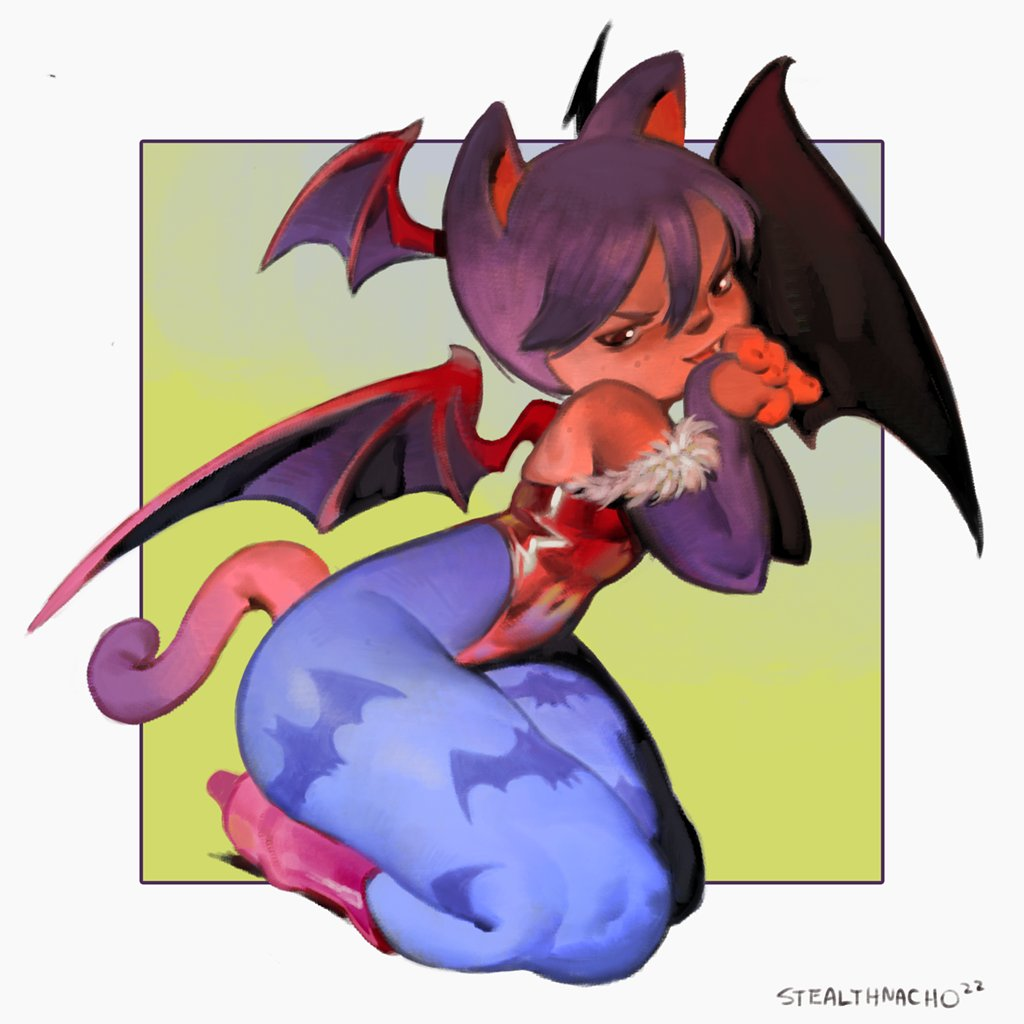 bottom_heavy cat_humanoid catgirl clothing darkstalkers head_wings lilith_aensland small_breasts stealthnachos succubus succubus_costume succubus_wings