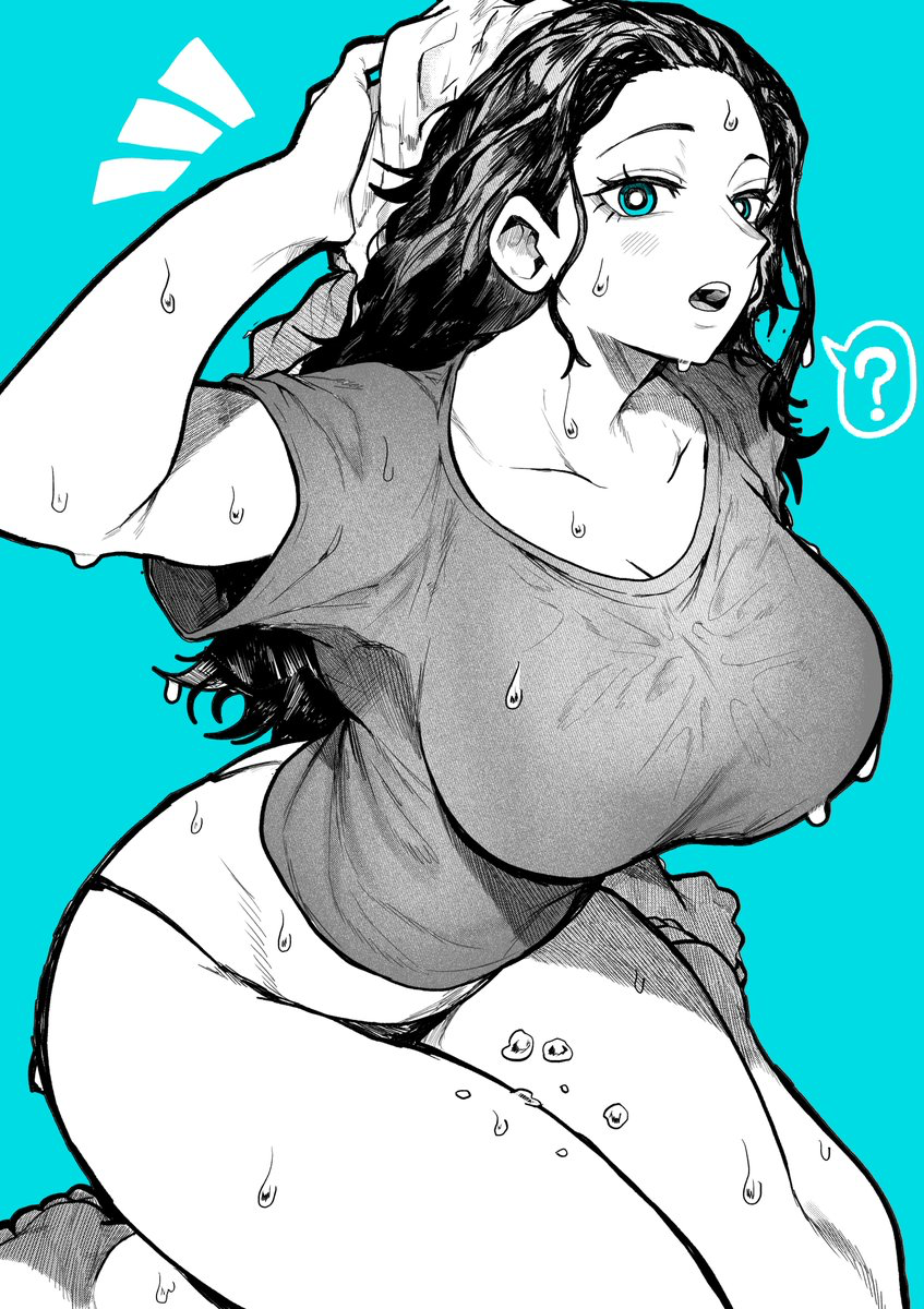 1girls big_breasts black_and_white black_hair blue_eyes curvaceous curvy curvy_body curvy_female curvy_figure female female_only hourglass_figure nico_robin one_piece post-timeskip solo solo_female voluptuous voluptuous_female wet wet_clothes wet_clothing wet_hair wet_shirt wet_skin yotsumi_shiro