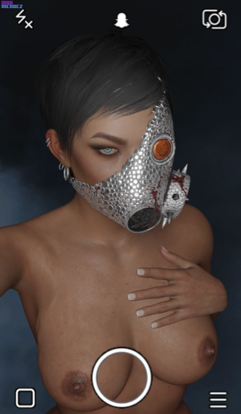 1girls 3d adriana_imai breasts dbd dead_by_daylight female female_only gas_mask naked naked_female nudity one_eye_covered one_eye_obstructed short_hair snapchat the_skull_merchant