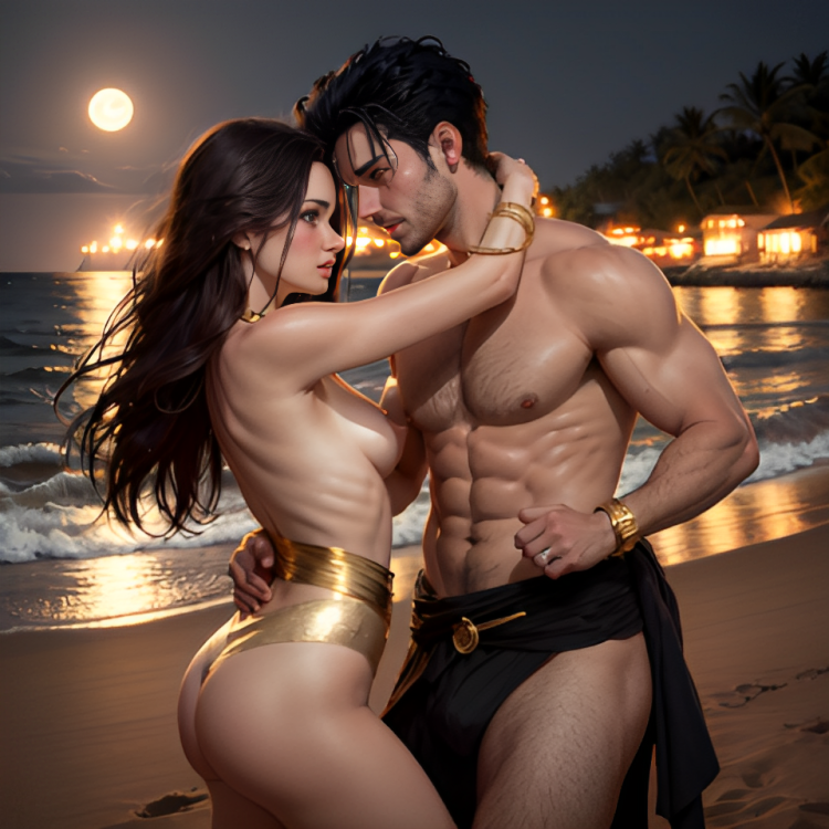 1boy 1girls about_to_kiss abs ai_generated amazonian ass_grab beach beard big_ass big_breasts black_hair bracelet clark_kent curvy curvy_female curvy_figure dc dc_comics diana_prince earrings imminent_sex kryptonian light-skinned_female light-skinned_male long_hair muscular_male naked_female naked_male night royalty superman superman_(series) toastiness tunic wonder_woman wonder_woman_(series)