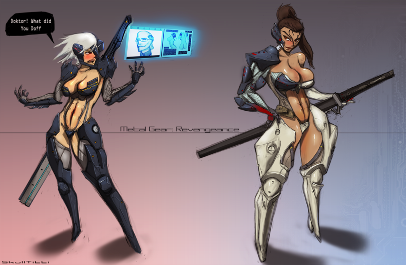 2girls female female_only genderswap_(mtf) jetstream_sam metal_gear_rising metal_gear_rising:_revengeance raiden raiden_(metal_gear) rule_63 samuel_rodrigues skulltitti text