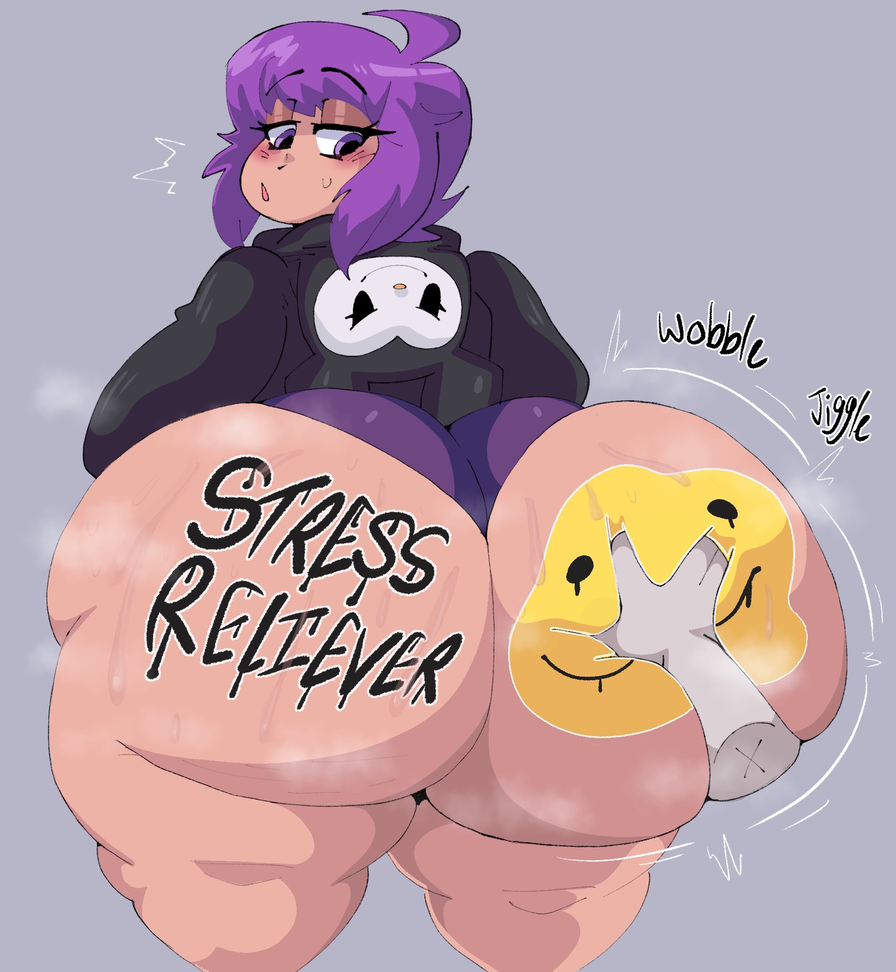 ass, big ass, bubble ass, bubble butt, dork boi, huge ass, kuromi, lewd dorky, onegai my melody, sanrio, smiley face, tagme, thick thighs, valrie (valriedough), wide hips