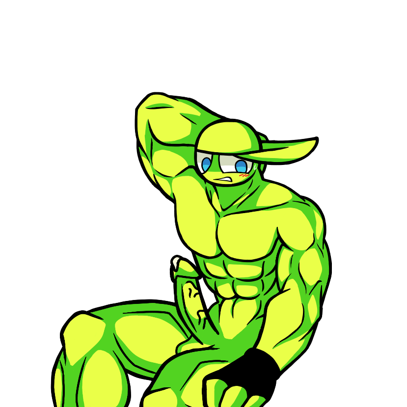 abs bara blush boyfriend_(friday_night_funkin) cock friday_night_funkin friday_night_funkin_(minus_mod) friday_night_funkin_mod gay green_skin male male_only minus_bf_(beta)_(iagoanims) muscles muscular muscular_male no_nipples non-human pecs penis sitting toony