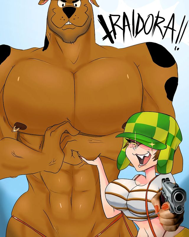 1boy 1girls acevichado anthro big_breasts chavo chespirito clothing crossover el_chavo_(series) el_chavo_animado el_chavo_del_ocho female genderswap_(mtf) hanna-barbera human latina light-skinned_female light_blue_background light_skin male meme mexican_female muscular_male rule_63 scooby-doo scooby-doo_(character) scooby-doo_(series) shitpost short_hair simple_background spanish_text text