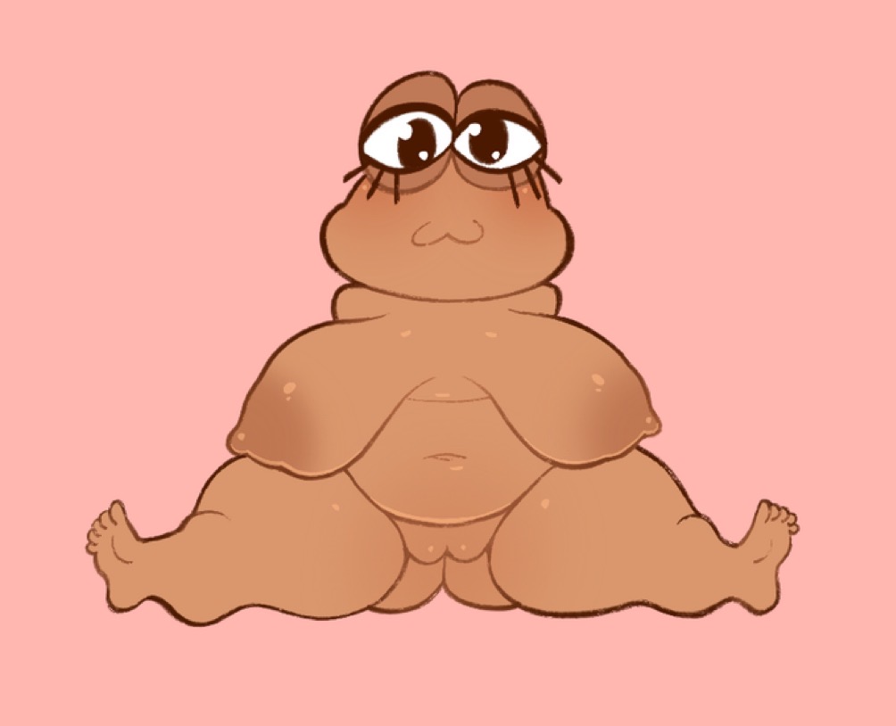 1girls :3 big_breasts breasts chubby female female_only huge_breasts kaboozey pou pou_(game) pussy shortstack small_feet thick_legs