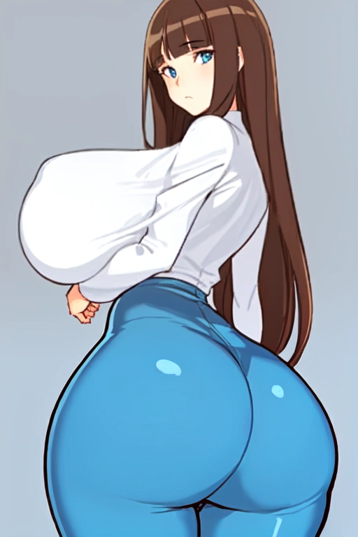 1girls ai_generated arm_under_breast arm_under_breasts ass big_ass big_breasts big_butt blue_eyes breasts brown_hair butt clothed clothes clothing erect_nipples female female_only fully_clothed grey_background huge_ass huge_breasts huge_butt human human_only ilya_efimov large_breasts large_butt long_hair looking_at_viewer looking_back looking_back_at_viewer simple_background solo solo_female stable_diffusion thick thick_ass thick_thighs thighs wide_hips