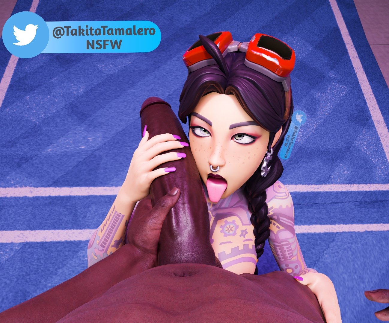 1boy, 1girls, 3d, before oral, dark-skinned male, female, fortnite, handjob, jules (fortnite), male, takita tamalero