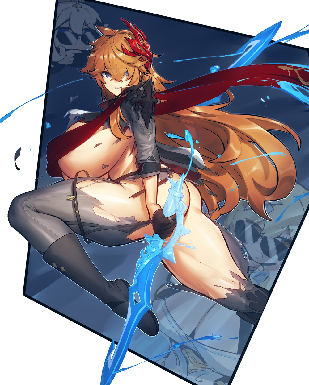 2girls, ass, big ass, big breasts, big thighs, breasts, busty, childe (genshin impact), female, genderswap, genderswap (mtf), genshin impact, huge ass, huge breasts, huge thighs, large ass, large breasts, long hair, melon22, multiple females, multiple girls, paimon (genshin impact), rule 63, tartaglia (genshin impact), thick thighs, thighs, torn clothes, voluptuous