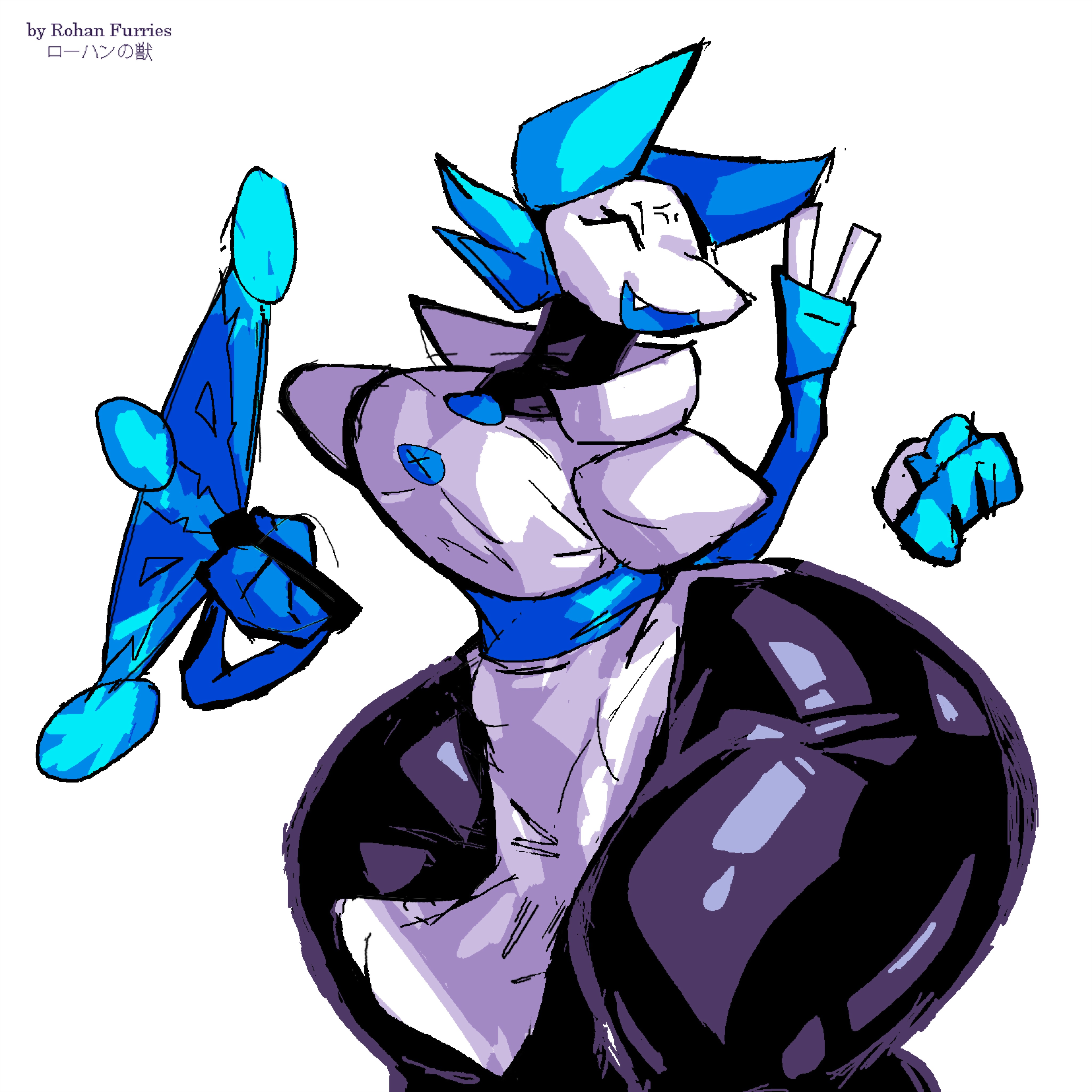 1girls, anger vein, ass, big ass, bottom heavy, breasts, deltarune, disembodied hand, disembodied hands, disembodied limb, female, furry, huge ass, huge thighs, open mouth, robot, robot girl, rohan furries, smile, tail, tasque manager (deltarune), thick thighs, video games, wide hips