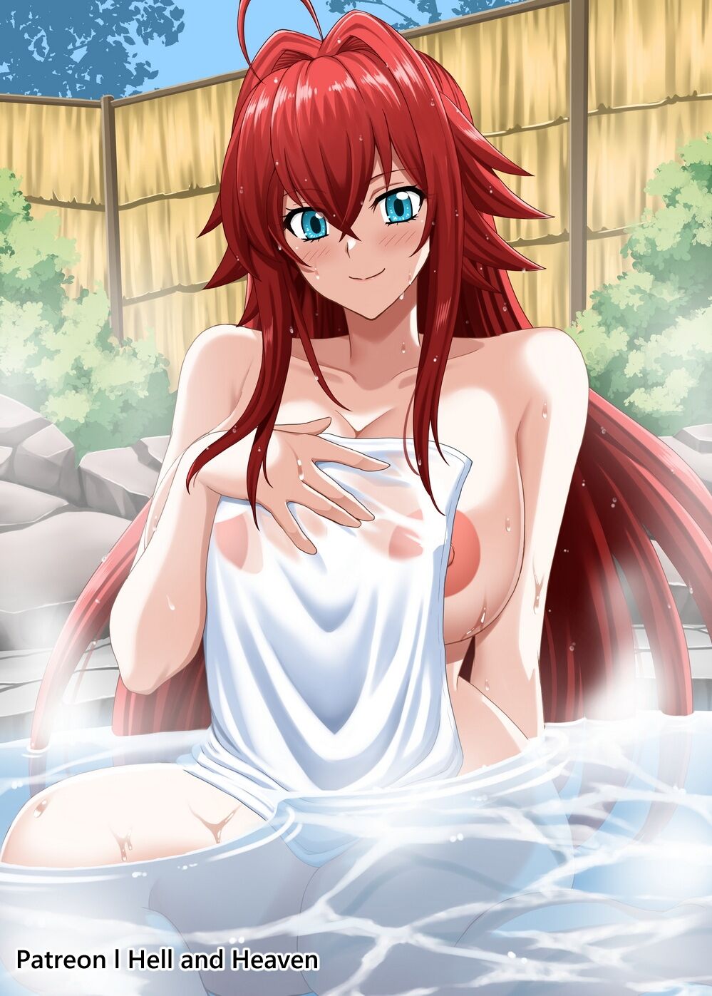 1girls, big breasts, breasts, female, female only, hellandheaven, high school dxd, holding, large breasts, long hair, no bra, panties, pov, pussy, red hair, rias gremory, solo