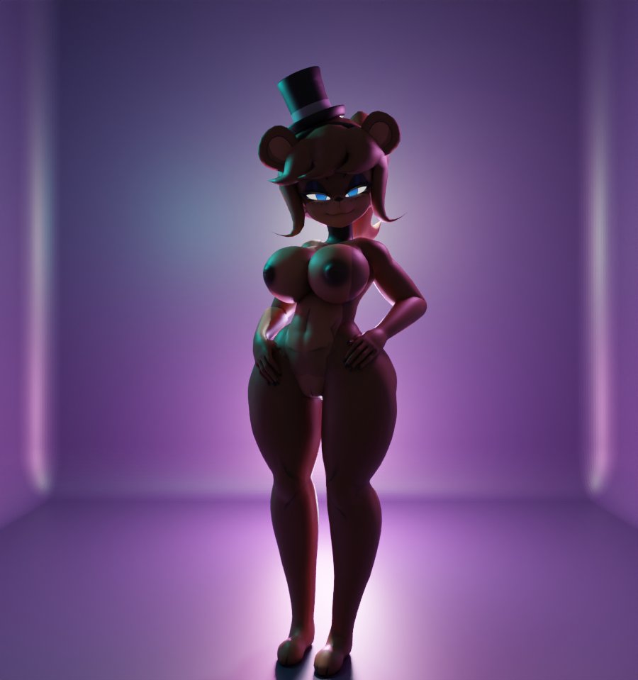 1girls 3d 3d_(artwork) anthro areolae big_breasts blue_eyes breasts brown_fur cally3d clazzey cryptiacurves curvy fazclaire's_nightclub female female_only five_nights_at_freddy's fnaf freddy_(fnaf) fredina's_nightclub fredina_(cally3d) frenni_(cryptia) frenni_fazclaire furry hat nipples pussy scottgames smooth_skin thick_thighs voluptuous vxast wide_hips