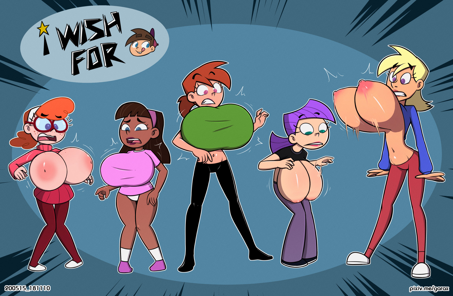 ass, big ass, big breasts, breast expansion, breast growth, breast growth (enlargement), breasts, breasts out, clothed, disembodied limb, female, garabatoz, male, smooth skin, the fairly oddparents, vicky (fairly odd parents)