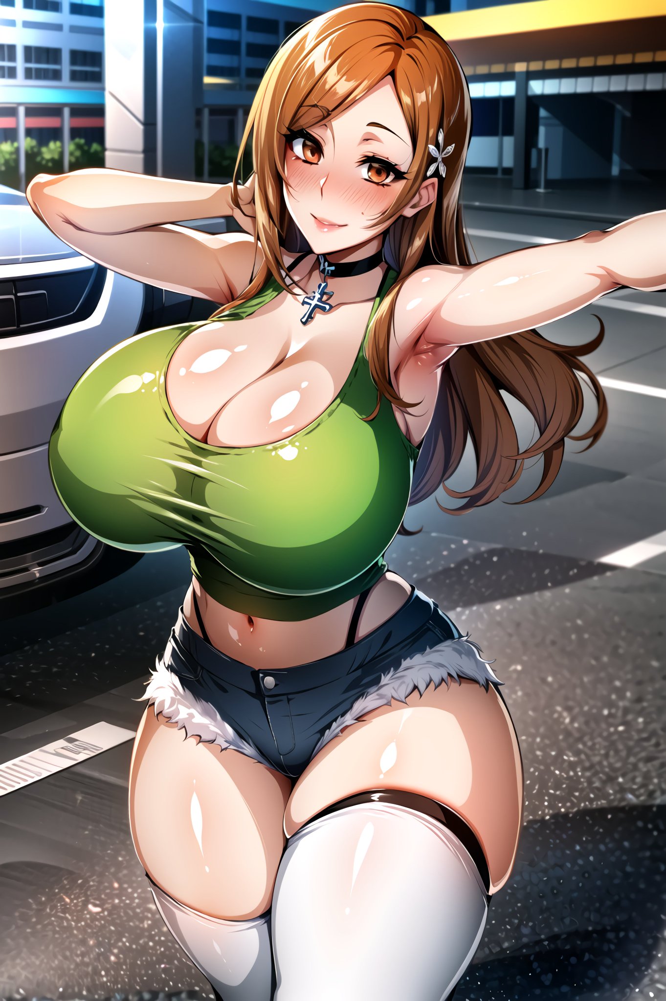 1girls, ai generated, bleach, breasts, curvy body, curvy female, curvy figure, female, female only, huge breasts, inoue orihime, long hair, mommy, orange hair, solo, stable diffusion, voluptuous female