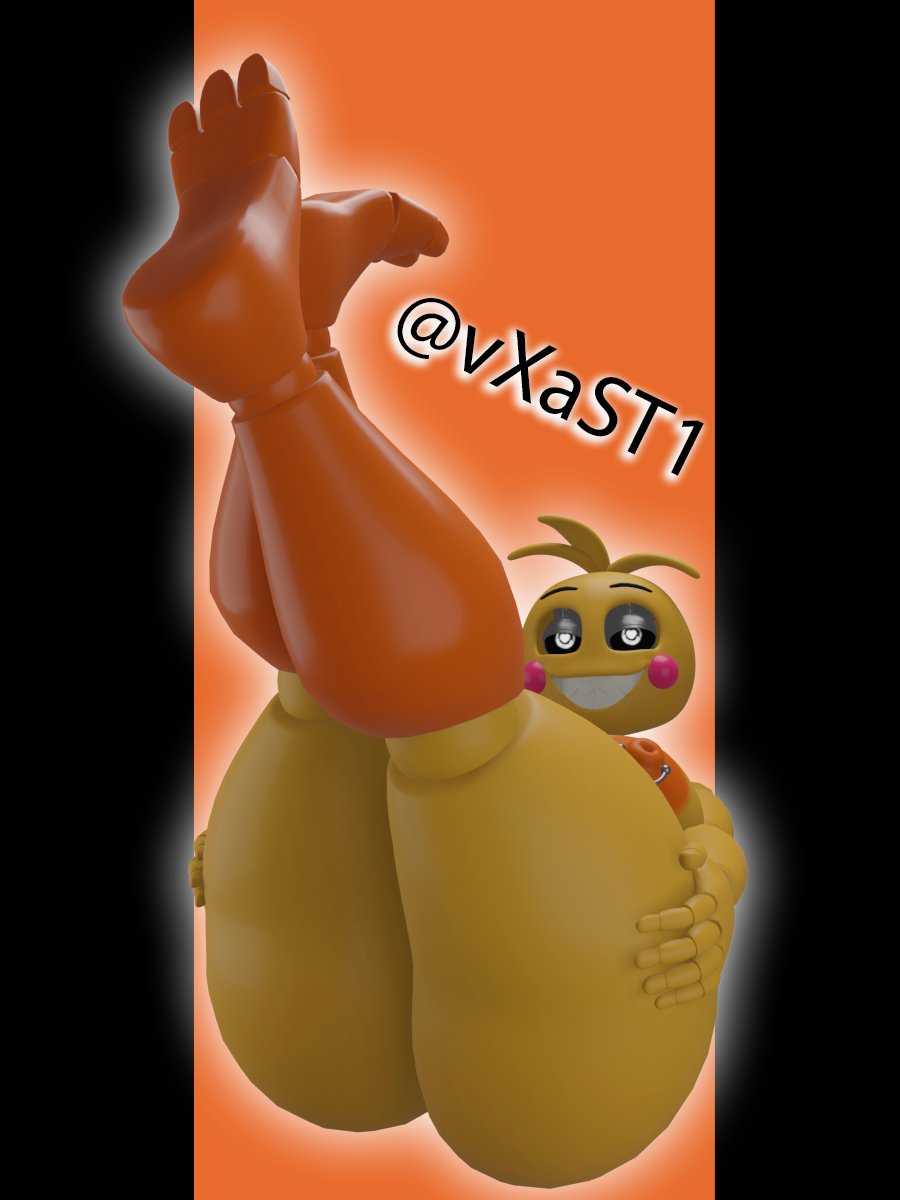 1girls, 3d, 3d (artwork), artist name, ass, bedroom eyes, big ass, female, female only, five nights at freddy's, five nights at freddy's 2, heart-shaped pupils, lovetaste chica, nipple piercing, nipples, piercing, scottgames, simple background, smooth skin, solo, thick thighs, toy chica (fnaf), toy chica (love taste), vxast