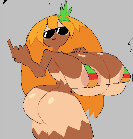 1girls areola_slip bottomless breasts female female_only glasses huge_breasts lewdicrousart pineapple_toppin pizza_tower solo solo_female sunglasses tan_lines thick_thighs toppin_gals toppin_gals_minus8 video_games wide_hips