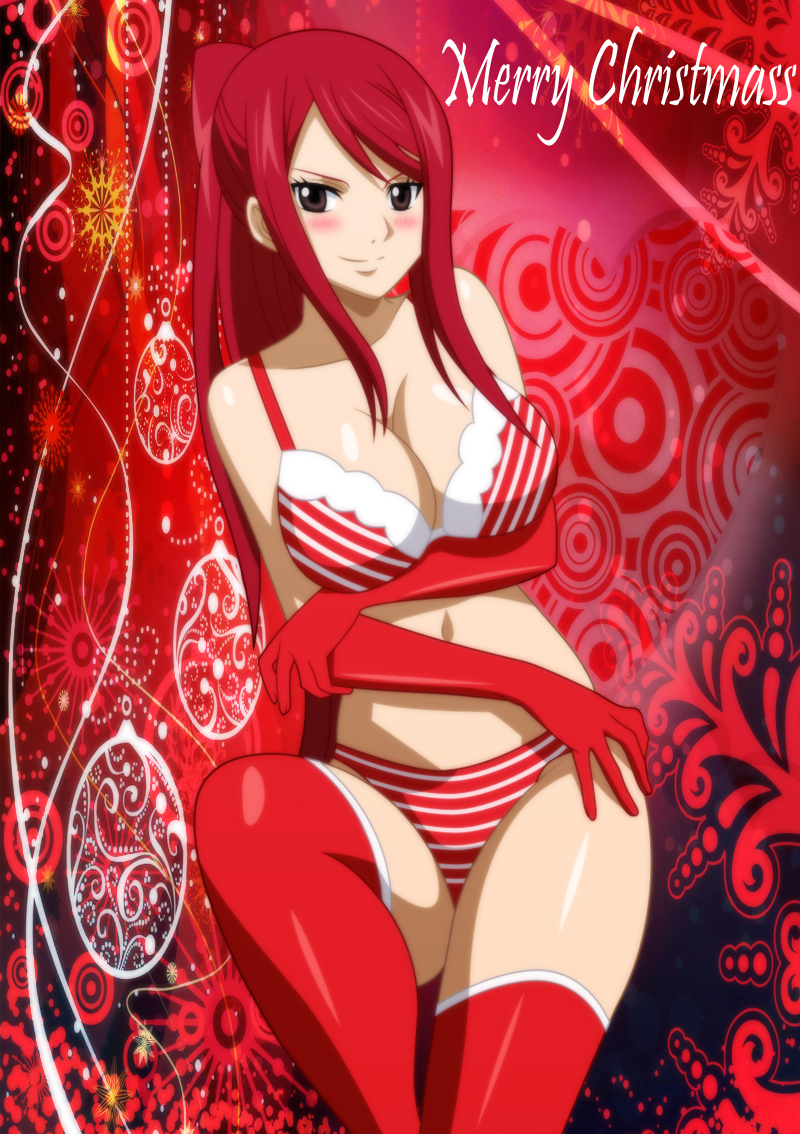 blush erza_scarlet fairy_tail red_lingerie tagme x-ray99