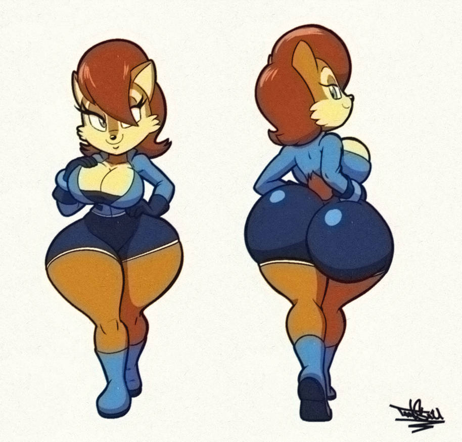 1girls, anthro, ass, breasts, clothing, female, female only, huge ass, huge breasts, lowres, sally acorn, sega, solo, solo female, sonic (series), sonic the hedgehog (archie), sonic the hedgehog (comics), tansau, thick thighs, wide hips