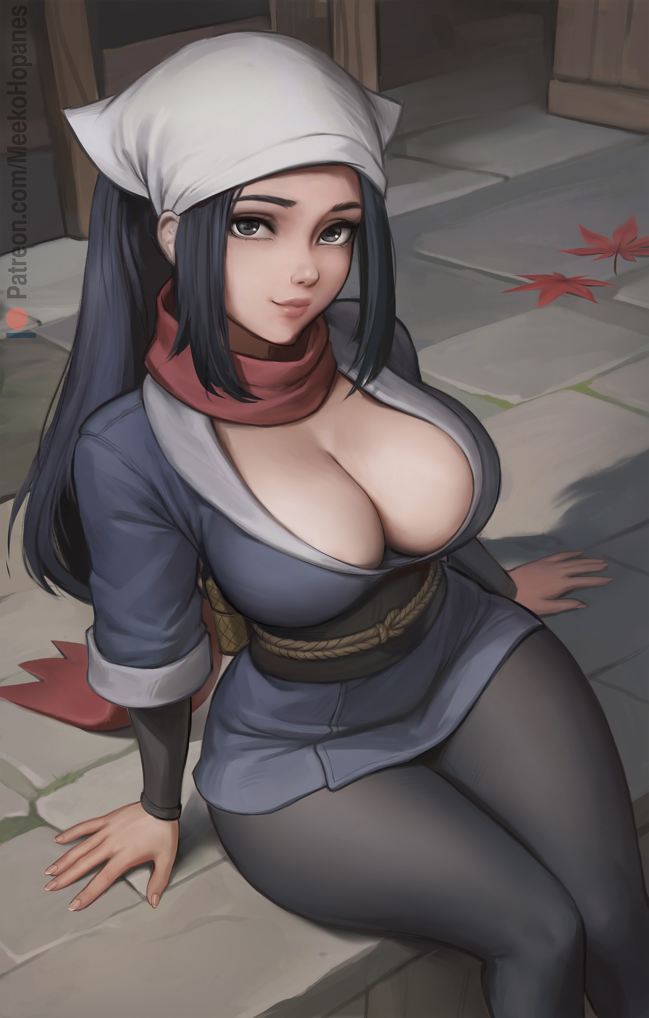 1girls, absurdres, aged up, akari (pokemon), alternate breast size, big breasts, blue eyes, blue hair, breasts, creatures (company), female, game freak, horny, light skin, light-skinned female, long hair, meekohopanes, nintendo, pokemon, pokemon legends: arceus, suggestive, suggestive look, tagme, thick thighs