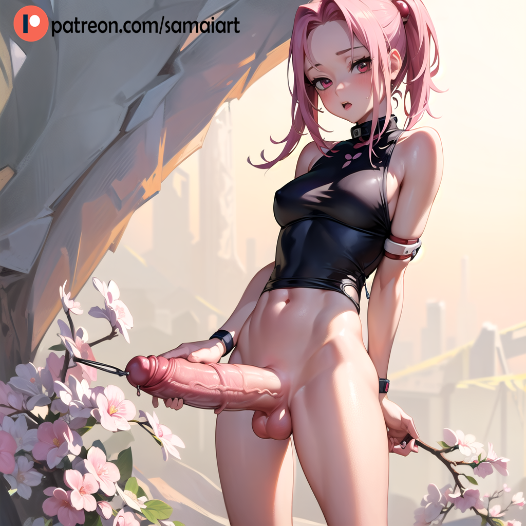 ai generated, dickgirl, dickgirl/female, female, futanari, intersex, naruto, naruto (series), naruto shippuden, sakura haruno