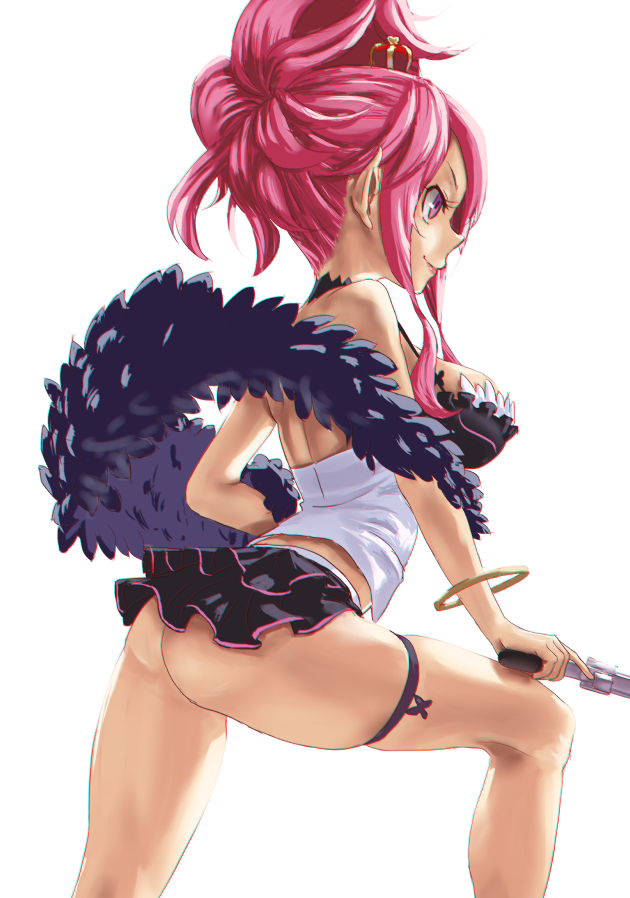 ass behind_view breasts cleavage disgaea disgaea_5 large_breasts long_legs nippon_ichi_software no_panties seraphina_(disgaea) sideboob slender_legs thick_ass tomioka_sena tomiokasena upskirt