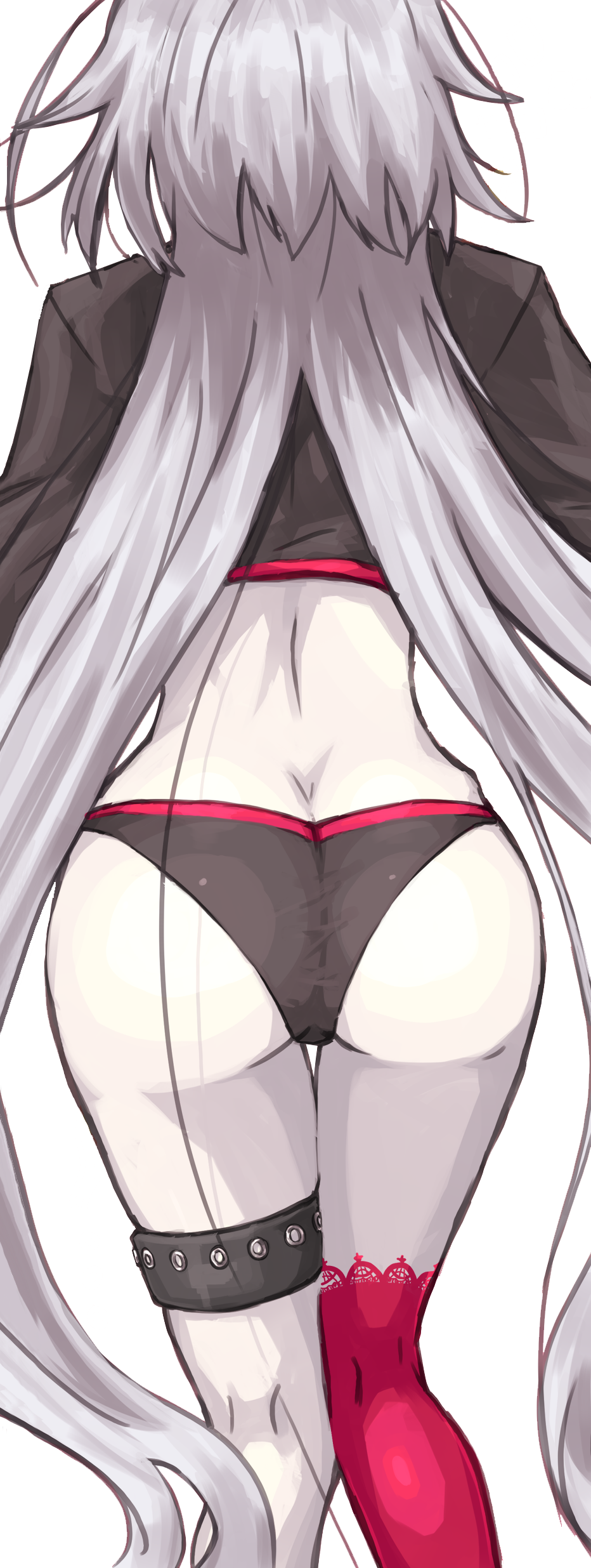 1girls ass big_ass bikini fate/grand_order fate_(series) from_behind grey_hair hi_res jeanne_alter jeanne_alter_(swimsuit_berserker) jeanne_d'arc_(swimsuit_archer) legs long_hair thighs voluptuous