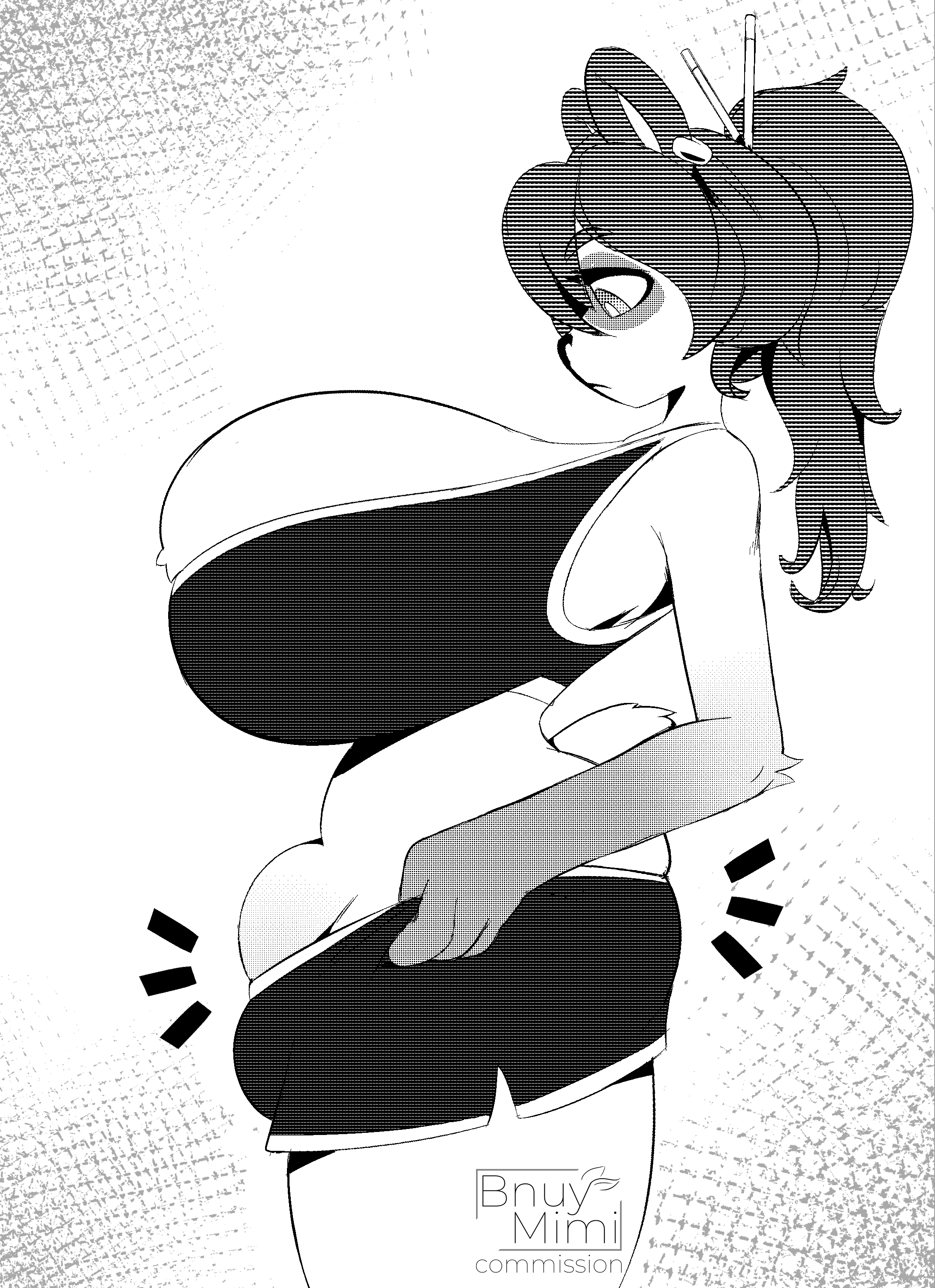 1futa anthro big_breasts big_penis bnuy_mimi breasts clothed clothing furry futa_only futanari greyscale halftone huge_breasts huge_cock meme monochrome panda penis rilao_(pandarilao) side_view solo tight_pants tight_pants_(meme)