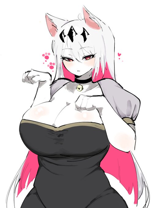 1girls, big breasts, breasts, cat bell, cat ears, female, friday night funkin, heart, long hair, looking at viewer, nikusa (sugarratio), solo, solo female, solo focus, tagme (artist)