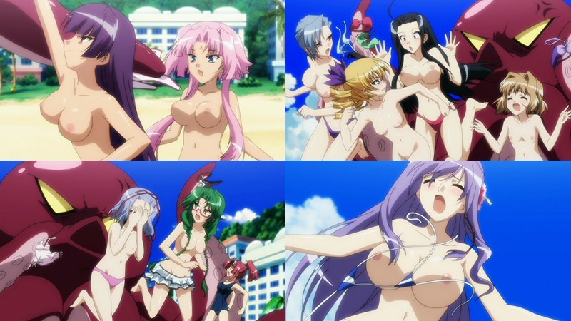 4girls beach bikini chinese_girl chinese_girls jun'iku_bunjaku kakouen_myousai_(koihime) kakouton_genjou kaku_bunwa_(koihime) kannei_kouha koihime†_(series) koihime_musou kouchuu_kanshou multiple_girls octopus shin_koihime_musou sonken_chuubou_(koihime_musou) sousou_moutoku_(koihime) swimsuit tentacle topless toutaku_chuuei