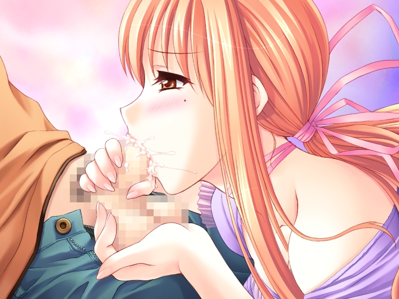 ballcaress blush caressing_testicles censored cum cum_in_mouth cupping fellatio game_cg hair_ribbon kuroda_akimi long_hair milf mole oral orange_eyes orange_hair penis penis_grab ponytail pubic_hair takeuchi_himeka testicles tied_hair tsuma_shibori tsumamigui_(series)