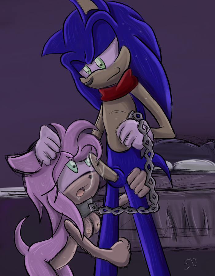 amy_rose bondage breasts collar color exposed_breasts female femsub fur furry hedgehog kneeling leash male nude penis pink_fur sonic_(series) sonic_the_hedgehog sonicdash speeddemon submissive