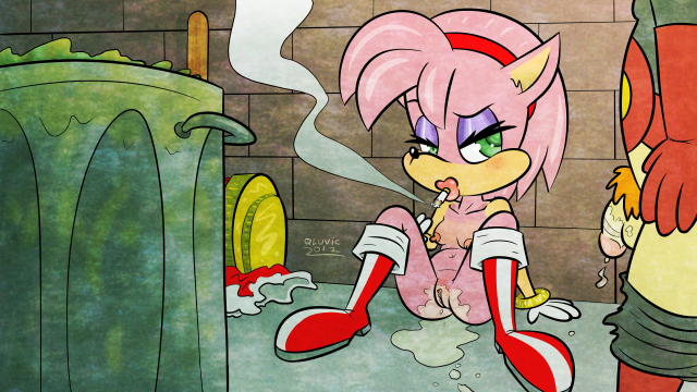 amy_rose breasts cigarette color dr_robotnik exposed_breasts female fur furry furry_breasts hedgehog interspecies male pink_fur qluvic sitting smoking sonic_(series) vulva