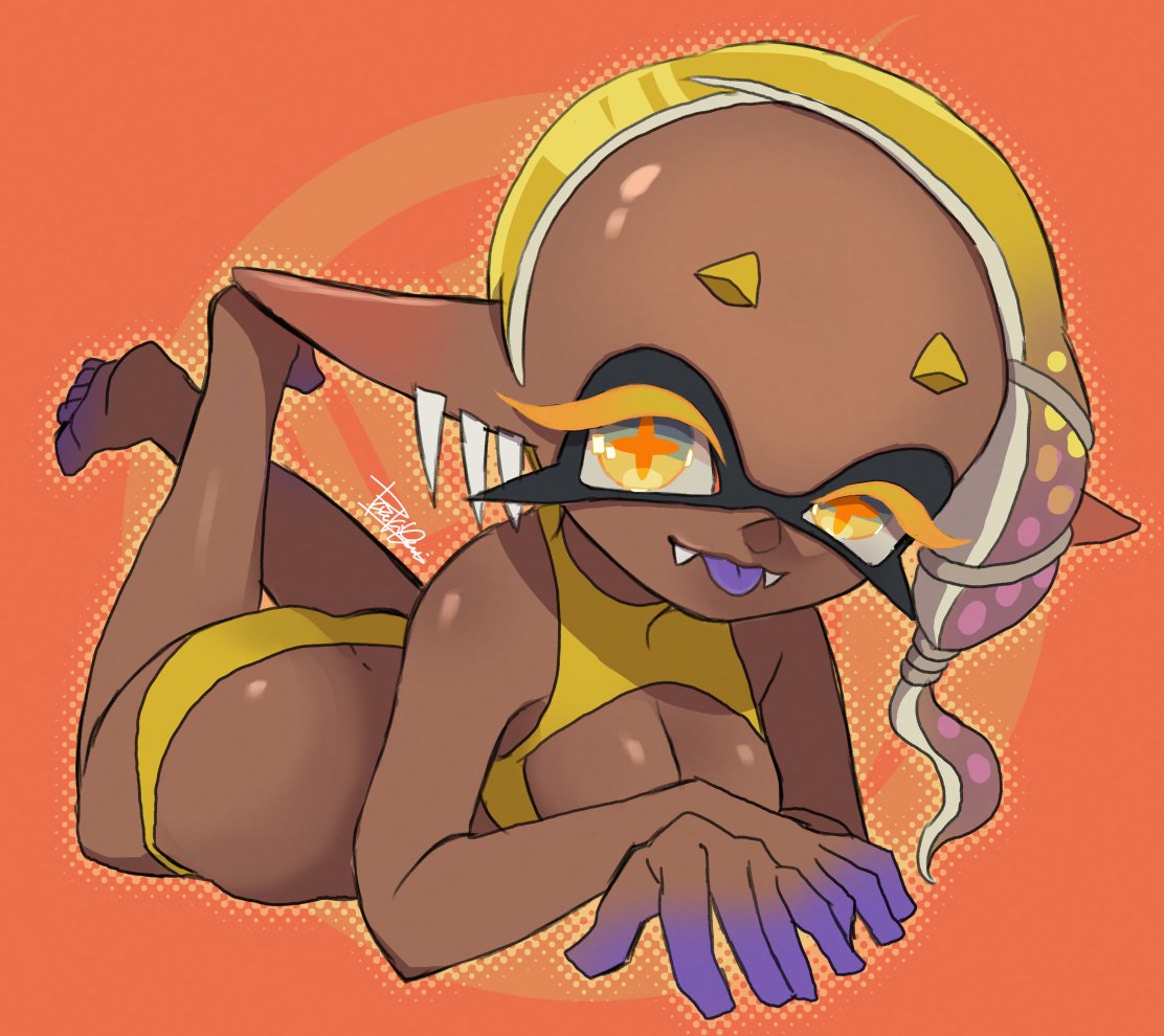 1girls 2023 background bedroom_eyes big_ass big_breasts breasts cleavage clothed_female dark-skinned_female dark_skin deep_cut_(splatoon) frye_(splatoon) inkling inkling_girl long_hair looking_at_viewer nintendo only_female seductive seductive_look seductive_smile simple_background smile smiling solo solo_female solo_focus splatoon splatoon_(series) splatoon_3 tentacle_hair tongue tongue_out underwear yellow_eyes yellow_hair zeicomi100yen