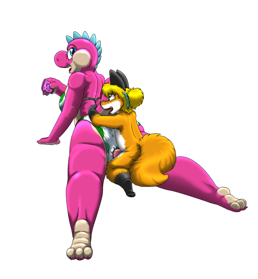 anthro bikini blue_eyes breasts canid canine clothing condom duo female fox fur green_eyes kit_(kitsune_youkai) kitsune_youkai male male/female mammal mario_(series) multicolored_body nintendo nipples orange_body orange_fur pattern_bikini pattern_clothing pattern_swimwear pink_body sexual_barrier_device simple_background spots spotted_bikini spotted_clothing spotted_swimwear swimwear tan_body twilight_stormshi_(character) two_tone_body white_background yoshi