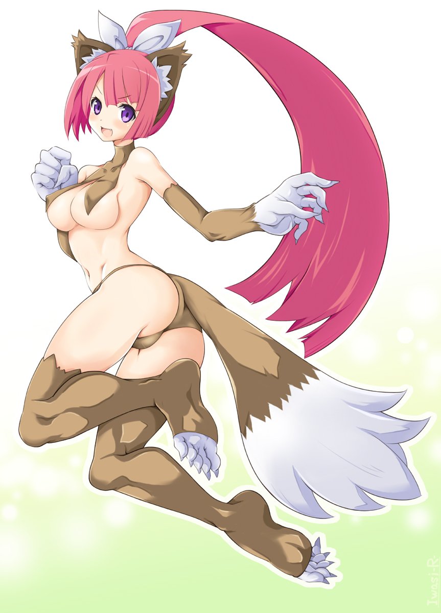 ass breasts cat_ears cat_paws cat_tail catgirl disgaea iwasi_r large_breasts nekomata nekomata_(disgaea) nippon_ichi_software skimpy_clothes thighhighs thighs underboob