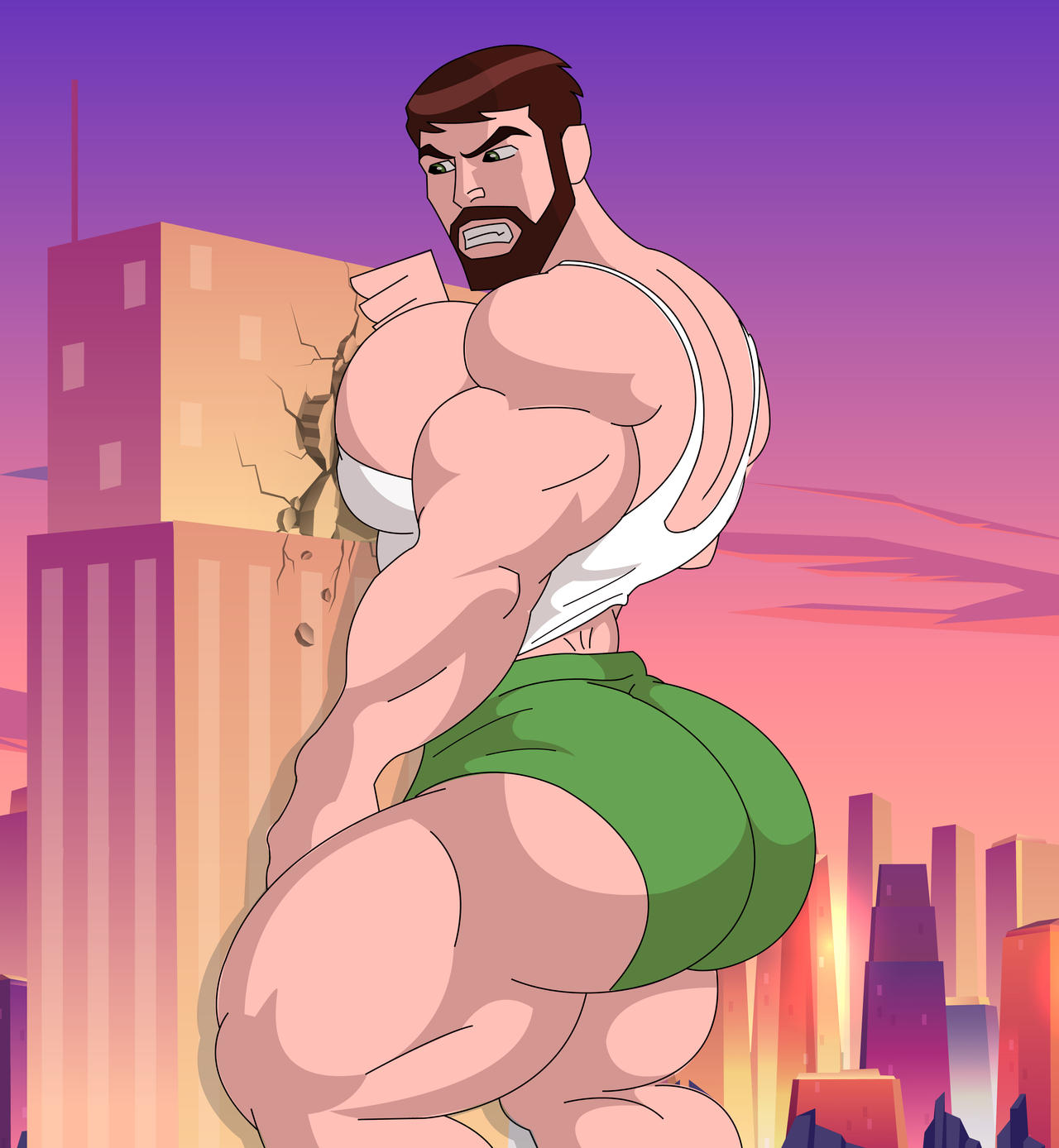 aged_up beard ben_10 ben_tennyson big_ass city huge_ass macro male_only mature mature_male muscles muscular muscular_male sajoker