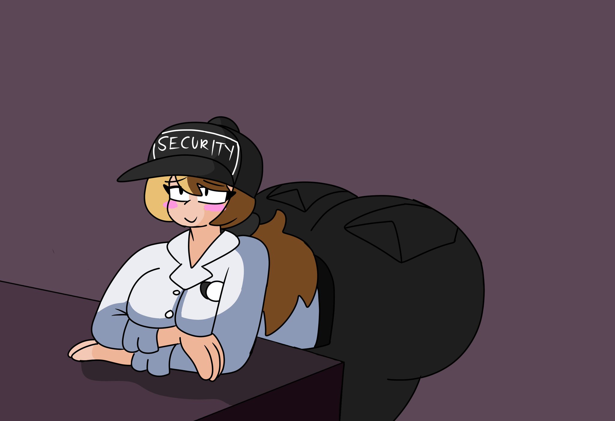 1girls, 2022, ass, ass bigger than head, big ass, big butt, blushing, brappycatty, female, five nights at freddy's, five nights at freddy's: security breach, fnaf, horny, huge ass, huge butt, massive ass, massive butt, round ass, round butt, scottgames, security guard, simple background, solo, straight hair, sunniefunnie, vanessa (fnaf)
