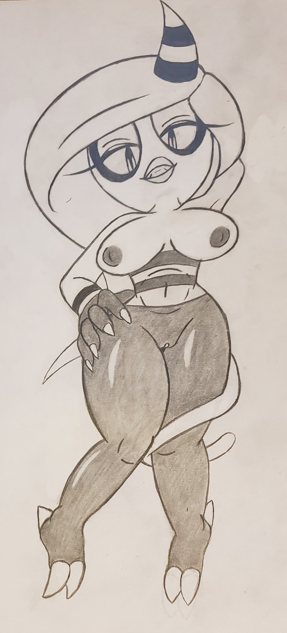 2021 2_toes black_and_white breasts breasts_out female female_focus female_only horn pussy sketch sketch_page solo sonic_(series) sonic_lost_world sonic_the_hedgehog_(series) the_deadly_six zeena zeti zeti_(species)