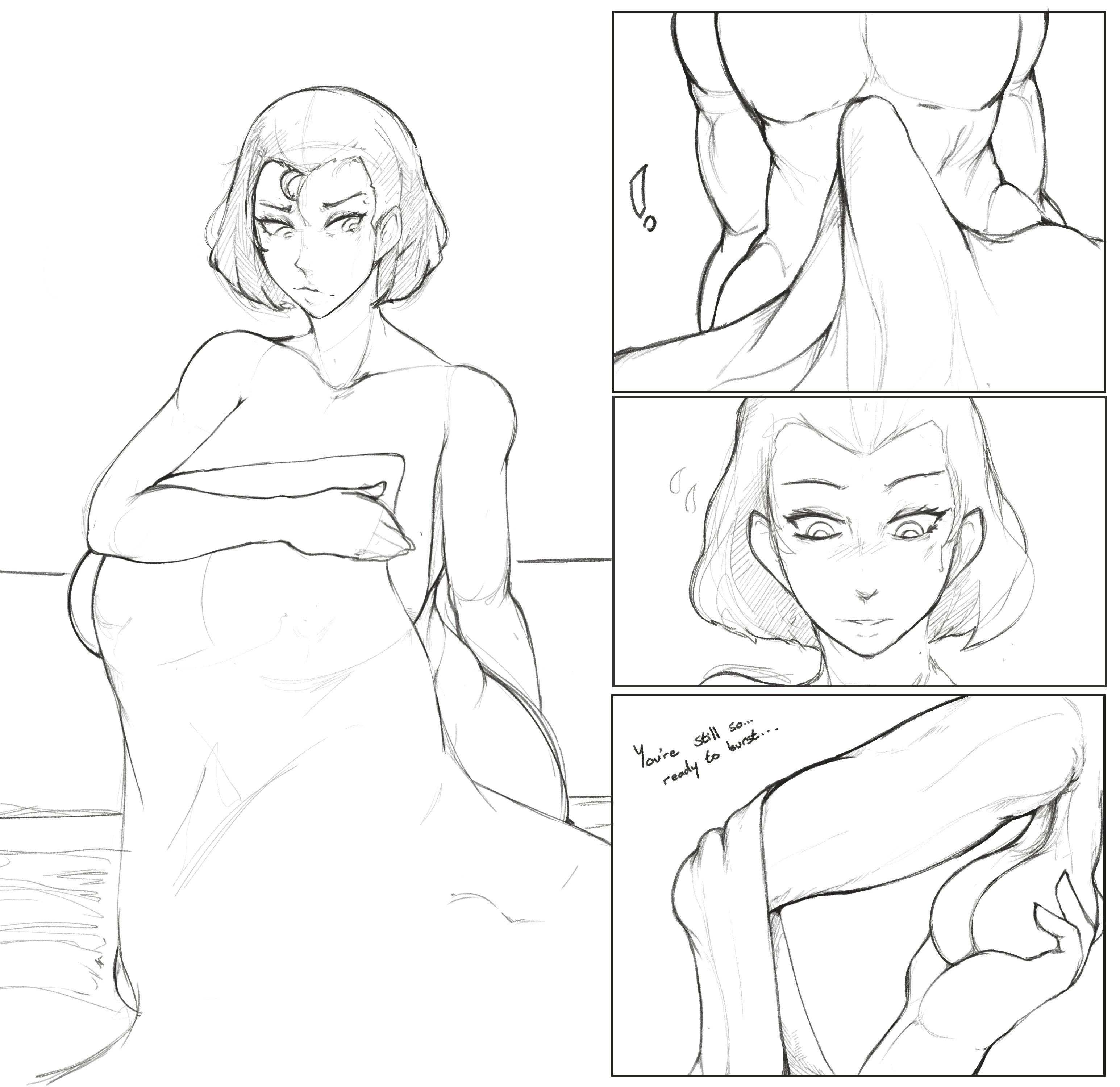 1boy, 1girls, alternate breast size, asian, asian female, balls, balls grab, big breasts, breasts, bulge, diamond is unbreakable, english text, erection, female, huge breasts, jojo's bizarre adventure, large breasts, large penis, male, milf, monochrome, penis, short hair, smoxul, straight, testicles, text, tomoko higashikata