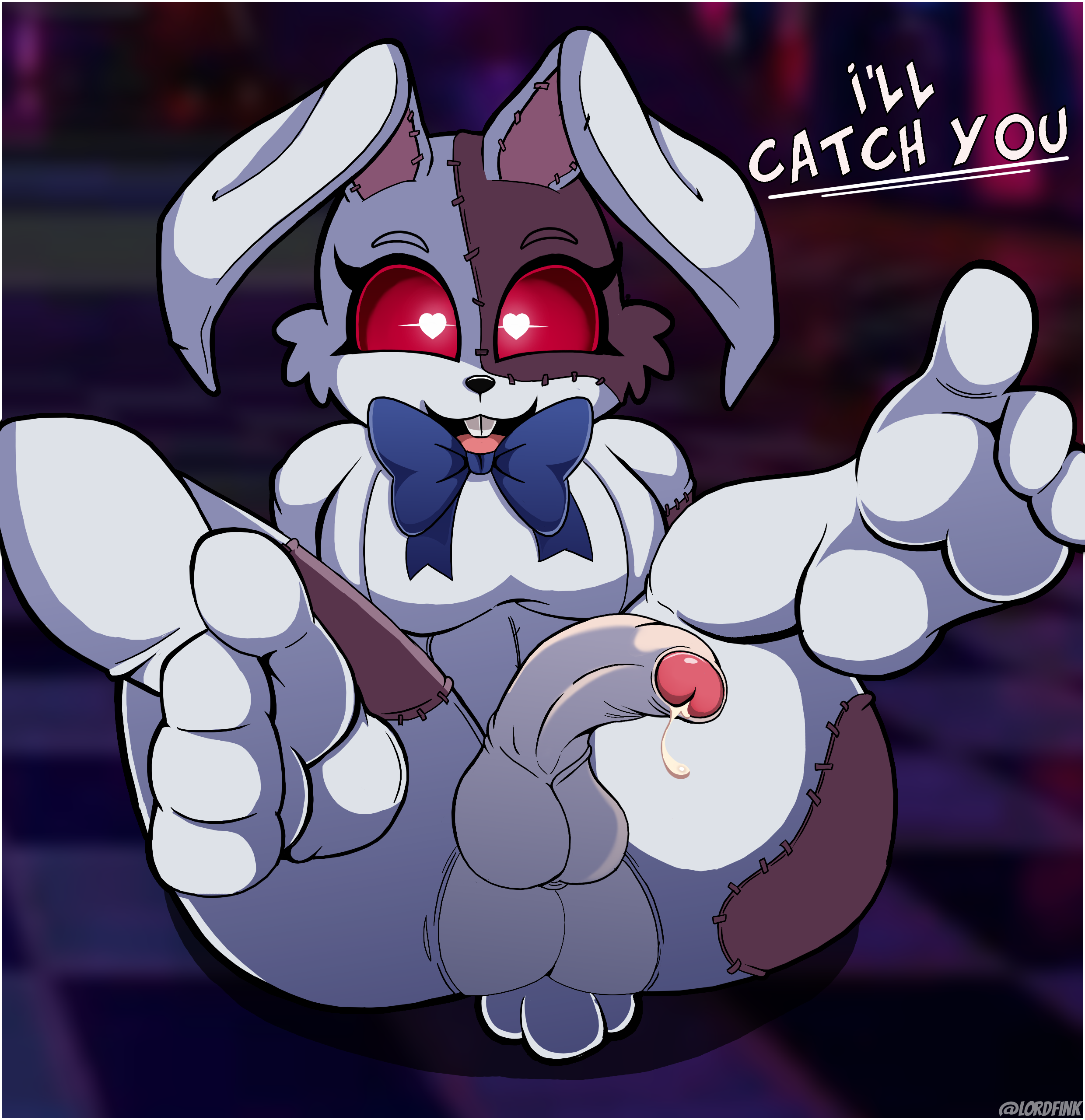 1futa, big dick, big penis, bunnysuit, cum, dick, dickgirl, feet, five nights at freddy's, five nights at freddy's: security breach, fnaf, futa only, futanari, heart eyes, intersex, looking at viewer, lordfink, male, penis, red eyes, solo, trap, vanny (fnaf)