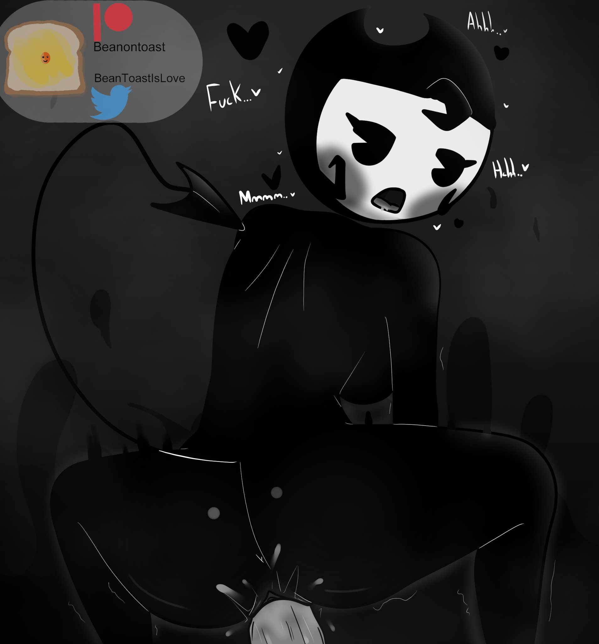beanontoast, bendy, bendy and the dark revival, bendy and the ink machine, bendy fem, bendy the dancing demon, breasts, female, penetration from behind