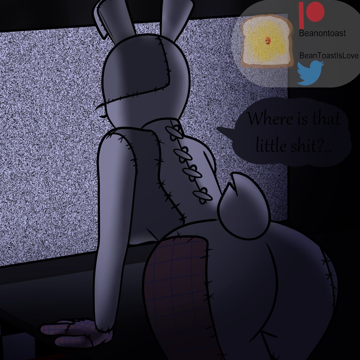 beanontoast, clothed, female, five nights at freddy's, five nights at freddy's: security breach, right behind you, smooth skin, solo, vanny (fnaf)